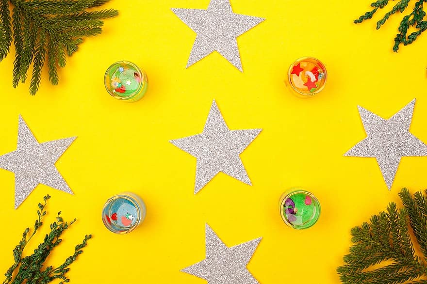 fons, Nadal, ornament, estrella, branca d’abè, fulles, baratija, purpurina, advent, decoració, disseny