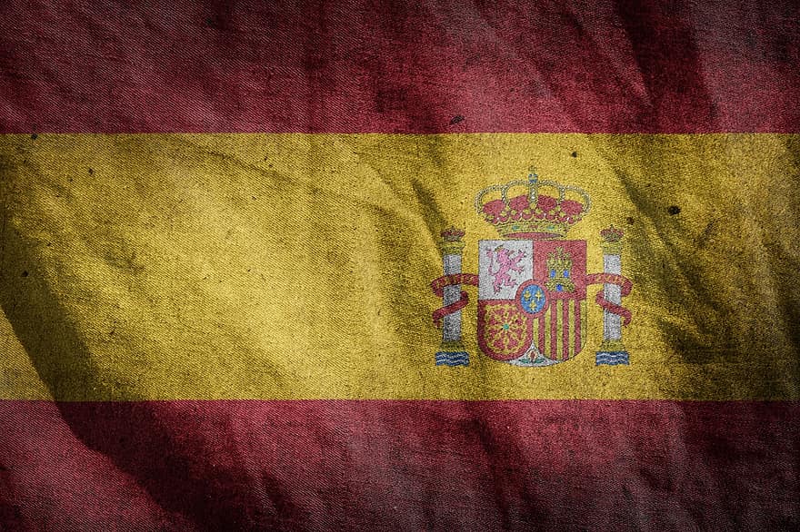 Španělsko, vlajka, foukat, Evropa, vítr, třepetání, země, barva