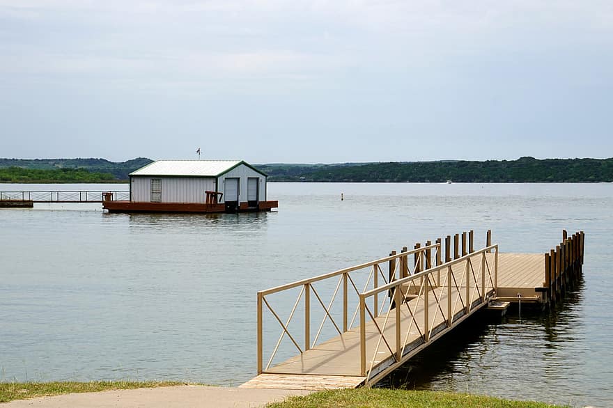 Pier, Lake, Possum Kingdom, Texas, Water, Nature