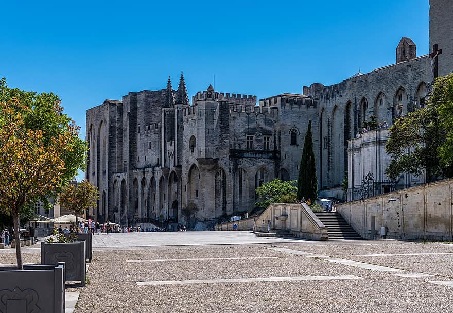 Palácio, construção, arquitetura, turismo, viagem, velho, famoso, Avignon