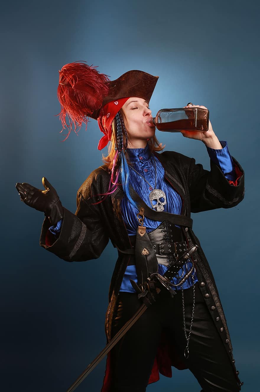 pirāts, dzert, zobens, kapteinis, ieročus, cepure, bandīts, rums, vecs, piedzīvojums, corsair
