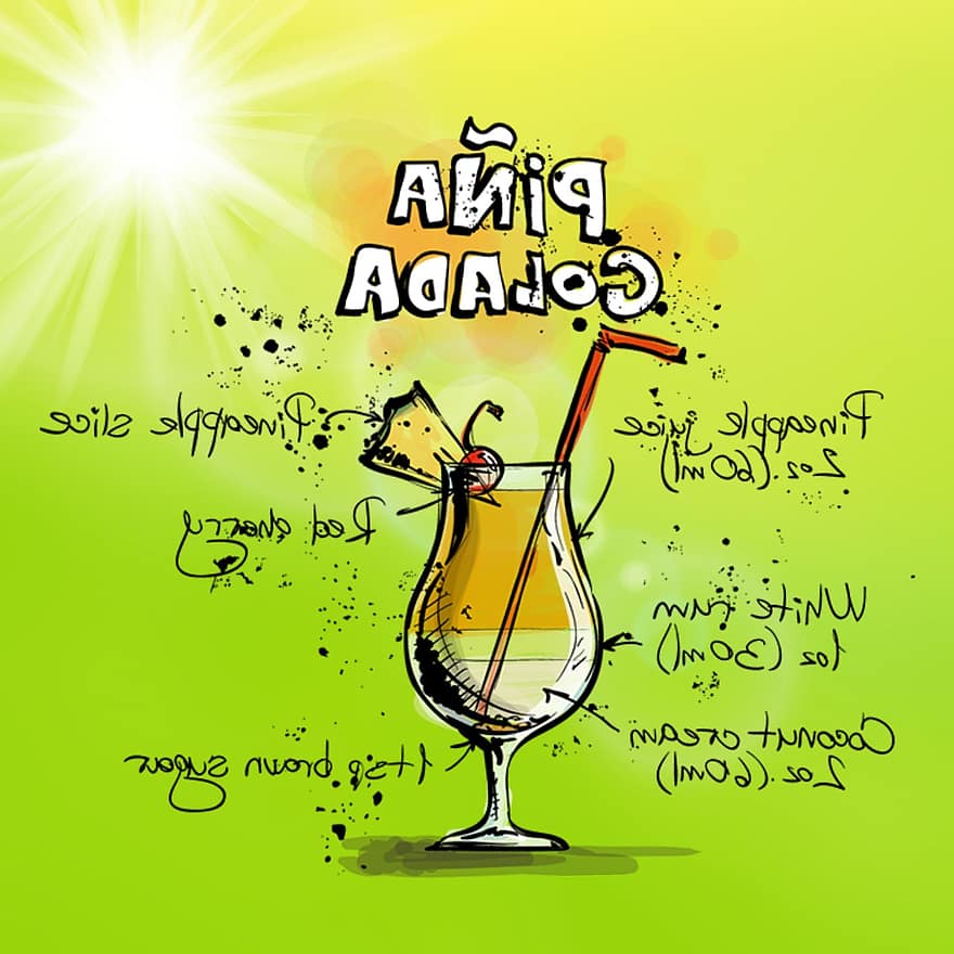 pina colada, κοκτέιλ, ποτό, αλκοόλ, συνταγή, κόμμα, αλκοολικός, καλοκαίρι, καλοκαιρινά χρώματα, γιορτάζω, αναψυκτικό