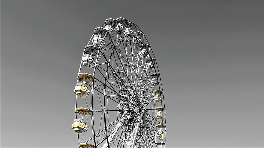 pariserhjul, struktur, fornøyelse, moro, fornøyelsespark