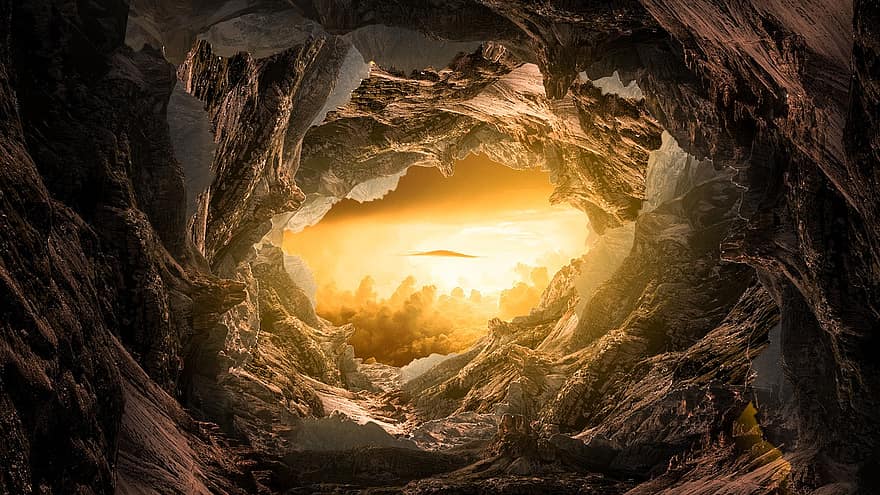 пещера, рок, слънчева светлина, светлина, камък, скално образуване, пейзаж, природа
