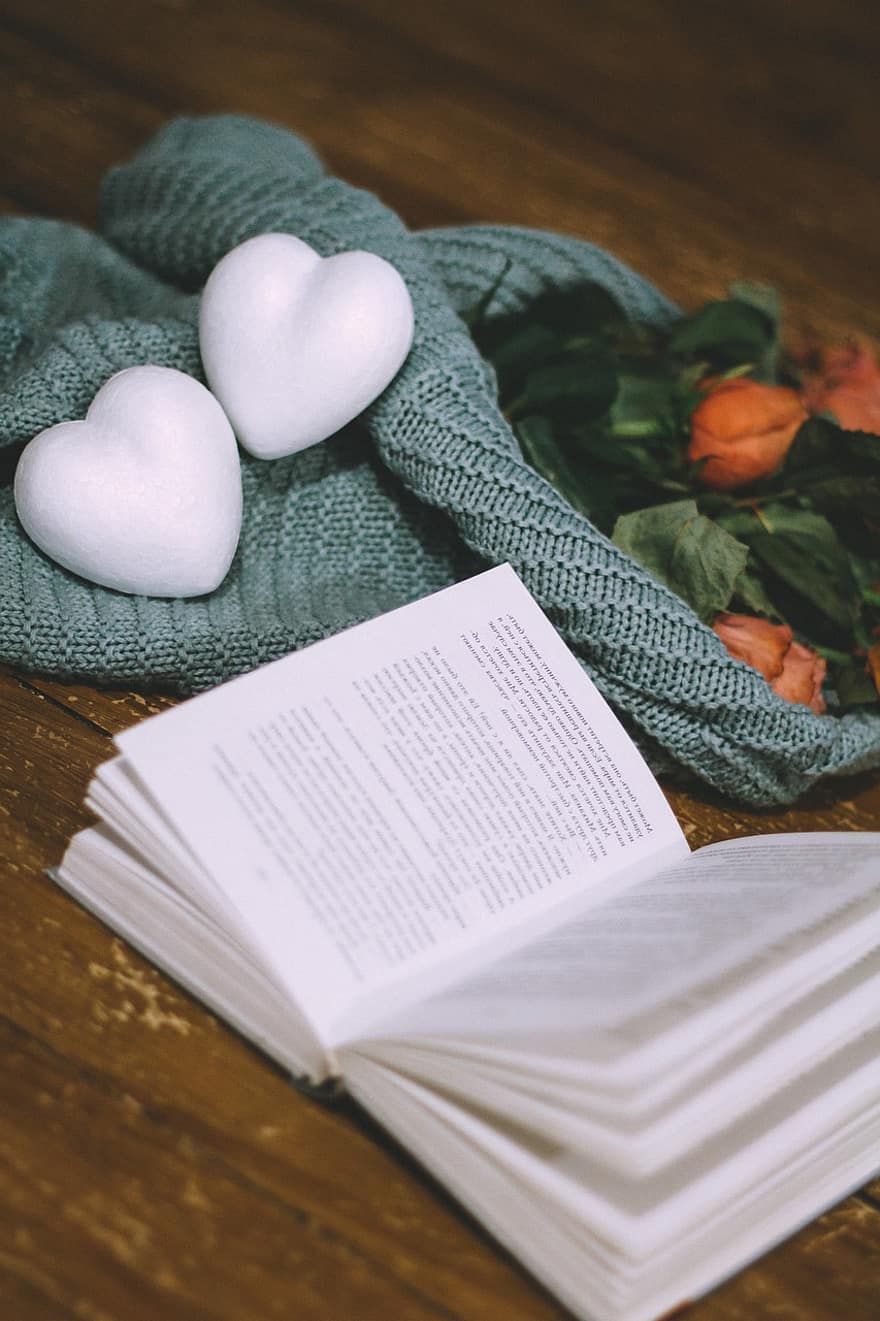 Valentine's Day, Flowers, Book, Still Life, Cozy, love, reading, education, paper, literature, table