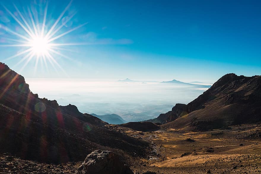 Nepal, montanhas, cimeira, montanhismo, cadeia de montanhas, luz solar, panorama, natureza, mar de nuvens, nuvens, caminhada