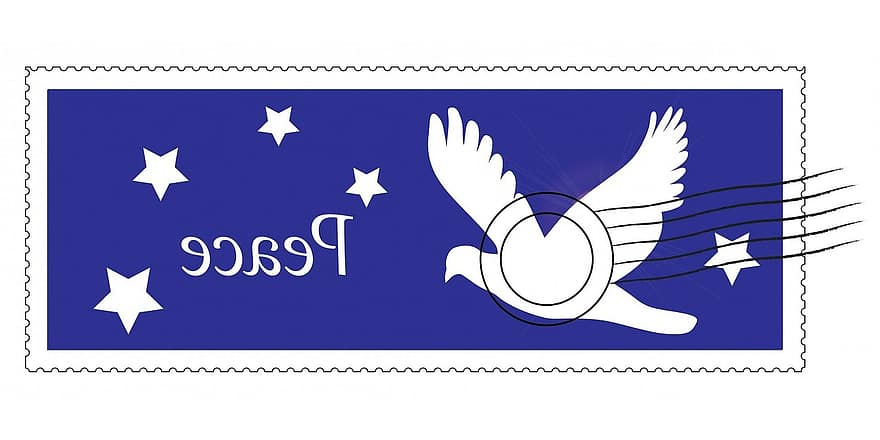Weihnachten, Porto, Briefmarke, Taube, Vogel, Blau, Sterne, Frieden, Hintergrund, Kunst, Tier