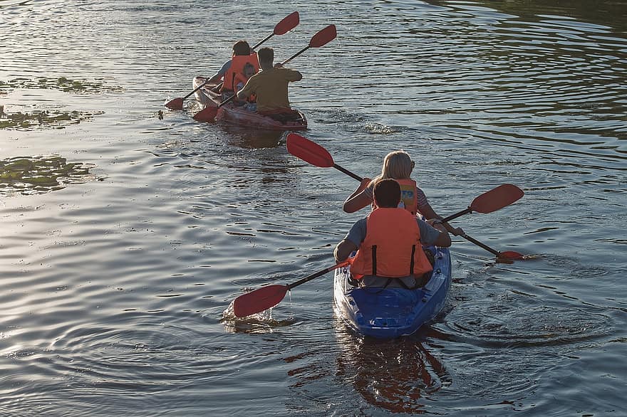 kayak, lago, pagaia, paddling, canottaggio, riga, sport acquatico, sport, attività, passatempo, all'aperto
