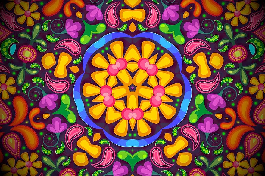 rosett, mandala, bakgrunn, mønster, fargerik, bakgrunns, symmetrisk, lysende, design