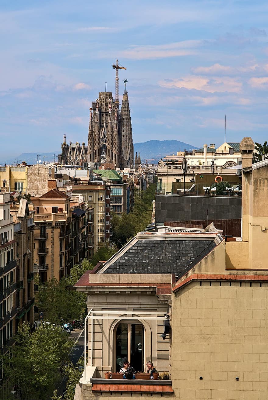 spanien, barcelona, stad, byggnader, arkitektur, urban, katedral, kristendom, känt ställe, religion, stadsbild