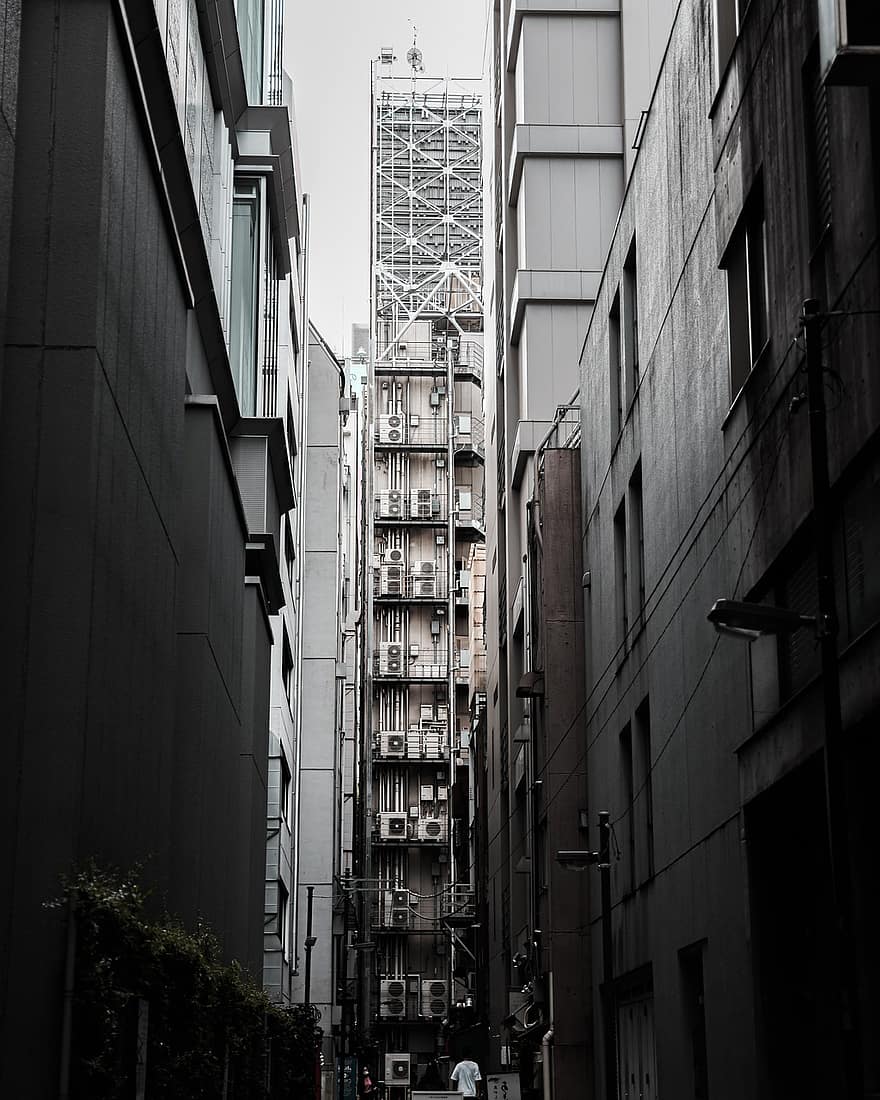 edifici, strada, urbano, negozi, città, tokyo