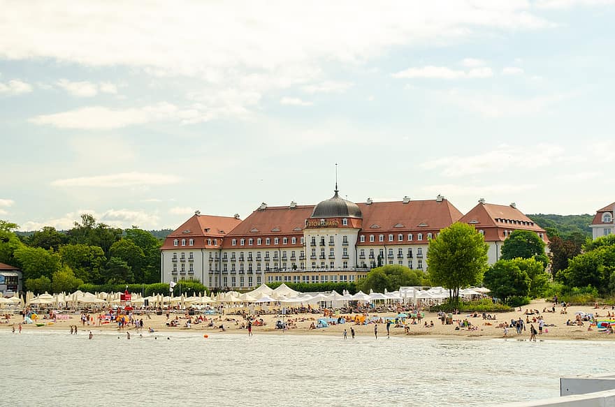 hotell, hav, resort, ferie, reise, turisme, Sopot, Strand, sommer, berømt sted, arkitektur