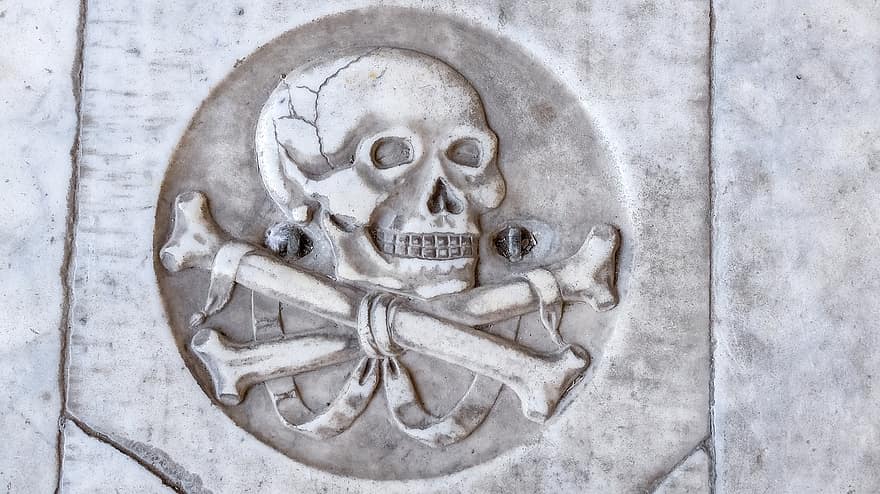 Skull, Engraved, Marble, Tomb, Pisa, Gray Skull
