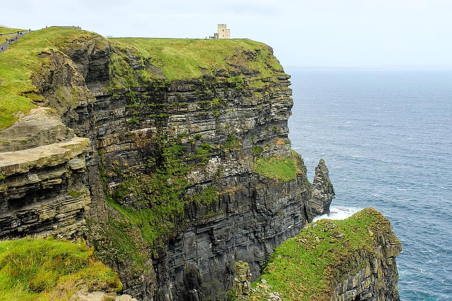 Mohers klippor, klippa, hav, irland, moher, o'brien torn, torn, historisk, landmärke, kust, natur