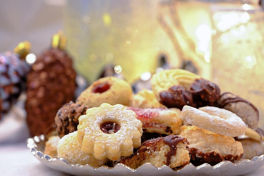 cookies, pečivo, Vánoce, pečený, vánoční cukroví, jídlo, Svačina, dezert, sladký, Chutný, Lahodné