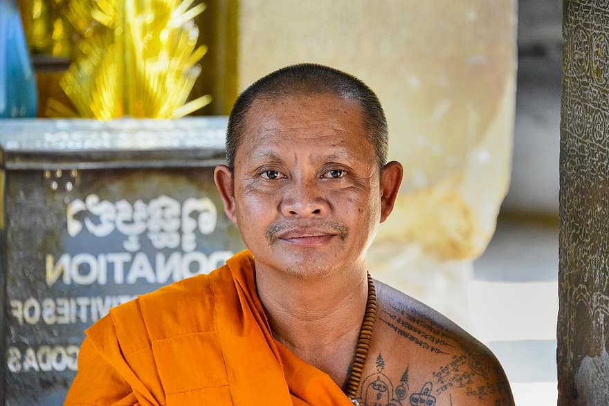 szerzetes, Férfi, buddhista, fickó, ázsiai, ázsiai férfi, Kambodzsa, vallás, kultúra, Ázsia, béke