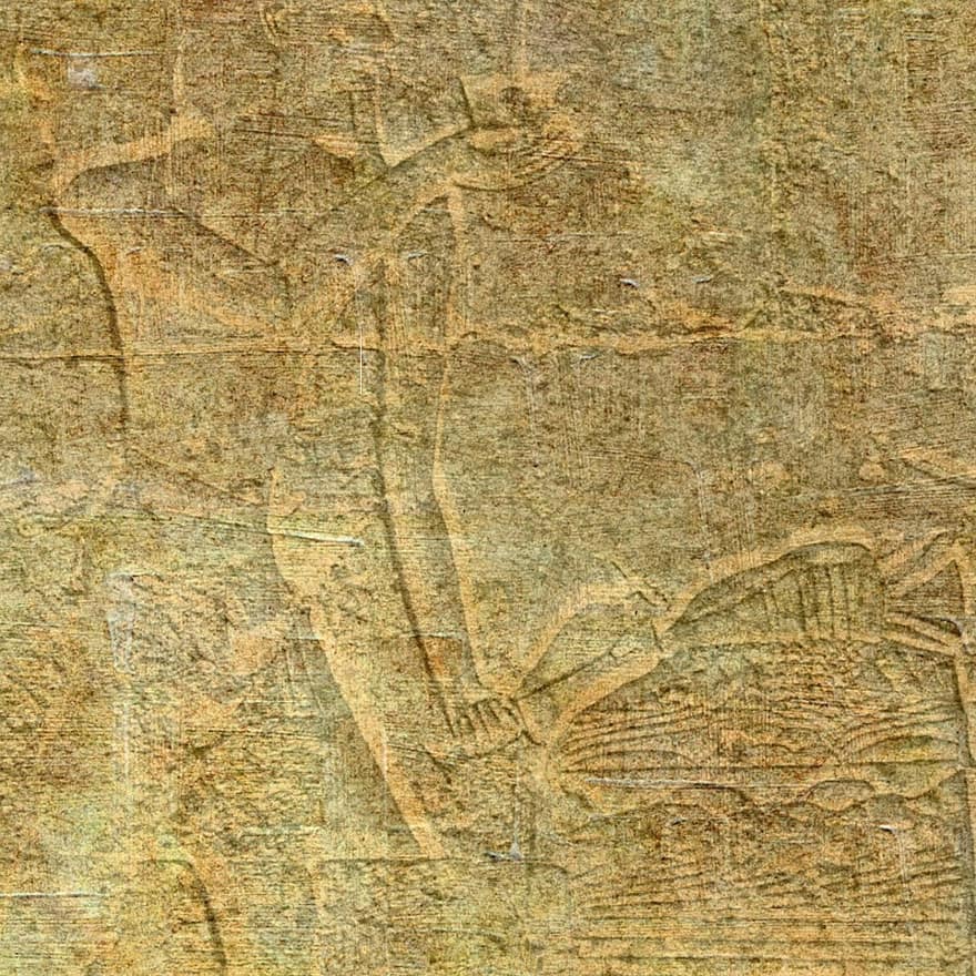 egípcio, parede, hieróglifos, papel, vintage, enrugado, página, fundo, papel vintage, velho, textura