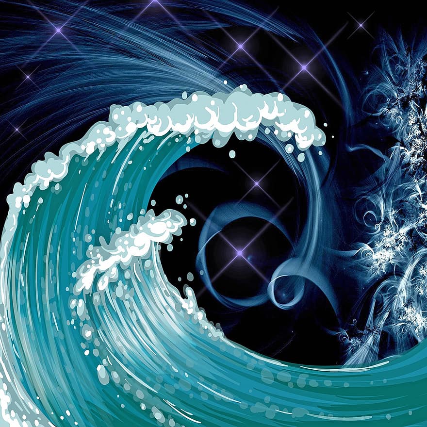 Японські хвилі, Цифровий папір Waves, фон, візерунок, папір, прикраса, текстильна, Море і океан, текстури, шаблон, дизайн