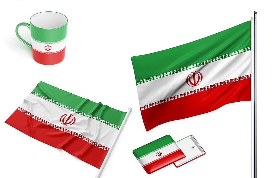 ich rannte, Iran-Flagge, Iranische Flagge, Flagge, Nationalflagge
