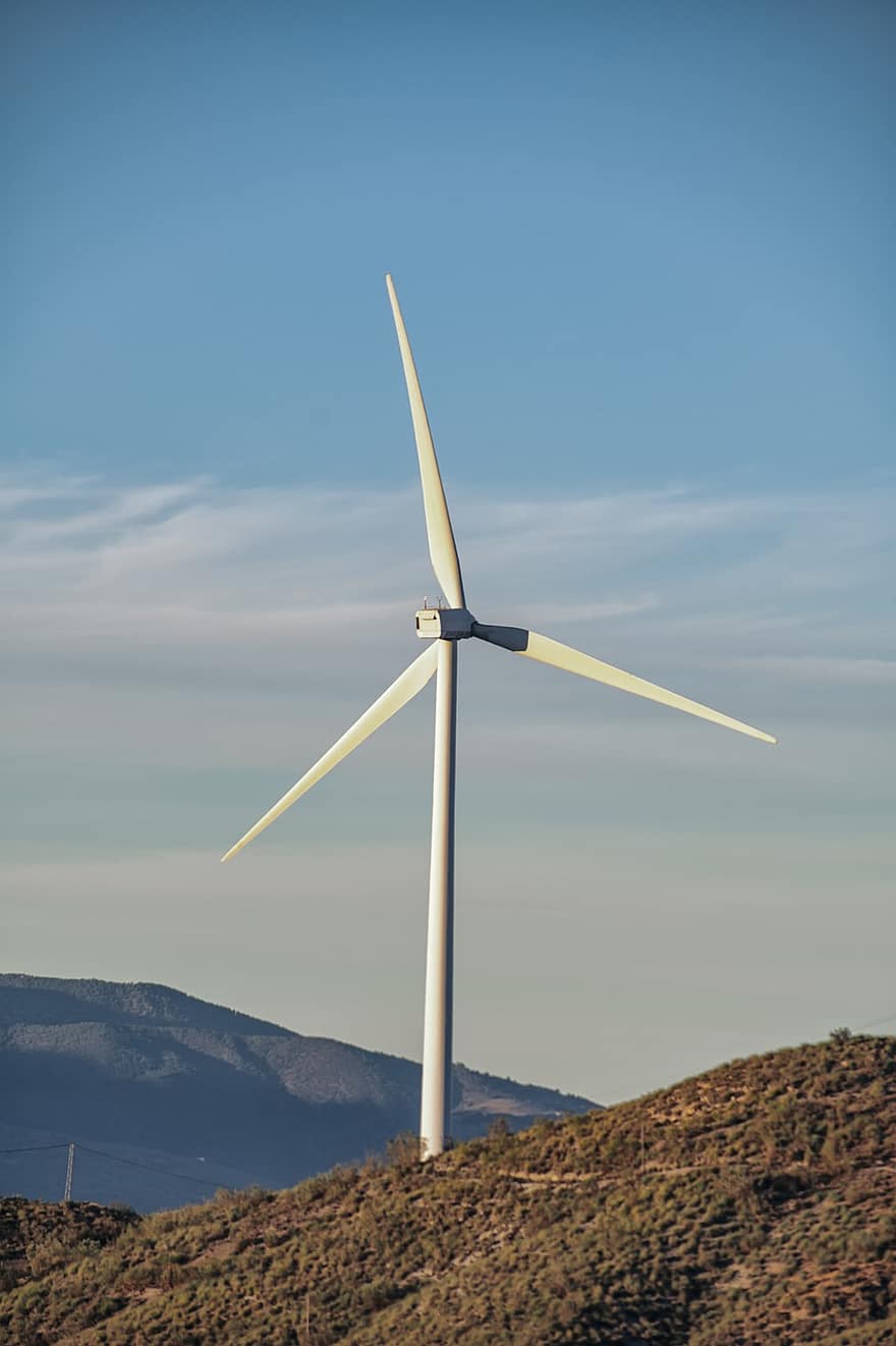 ミル、エネルギー、風、山、風力タービン、燃料と発電、ジェネレータ、風力、プロペラ、電源、電気
