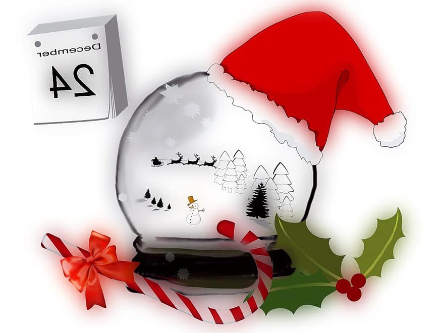크리스마스, 산타 클로스, 눈사람, 눈송이, 전나무, 사탕 지팡이, 겨우살이, 달력, 출현, 장식, 니콜라스