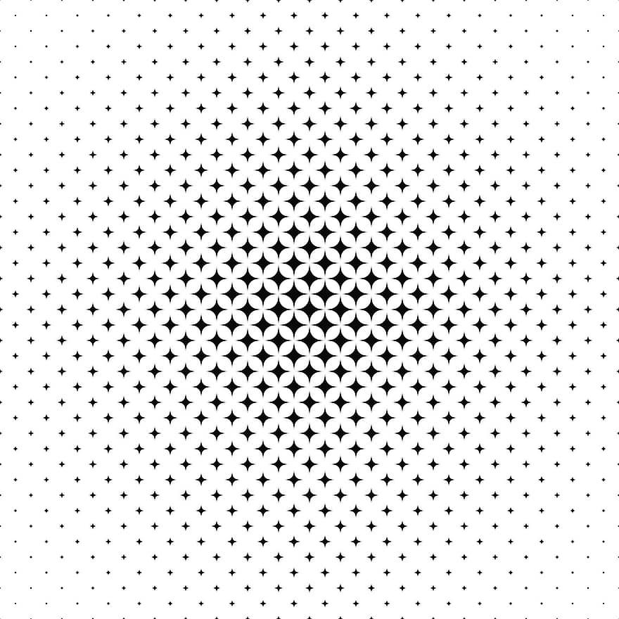 Star, Curved, Pattern, Background, Abstract, Monochrome, Black And White, Black, White, Design, Motif