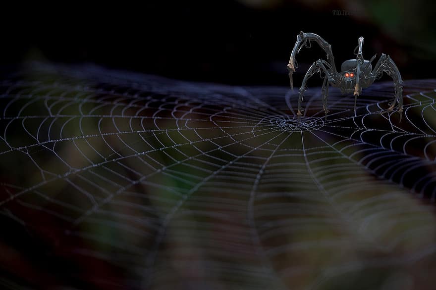 Păianjen mecanic, panza de paianjen, fantezie, maşină, robot, mecanism, negru, viitor, păianjen, web