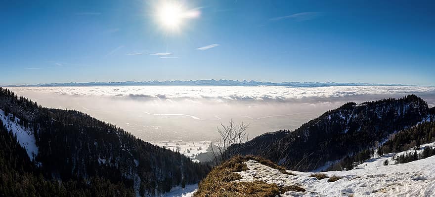 nebbia, foschia, Alpi, lungimiranza, Grenchenberg, paesaggio, mare di nebbia, bettlach, solothurn, Aare, Aaretal