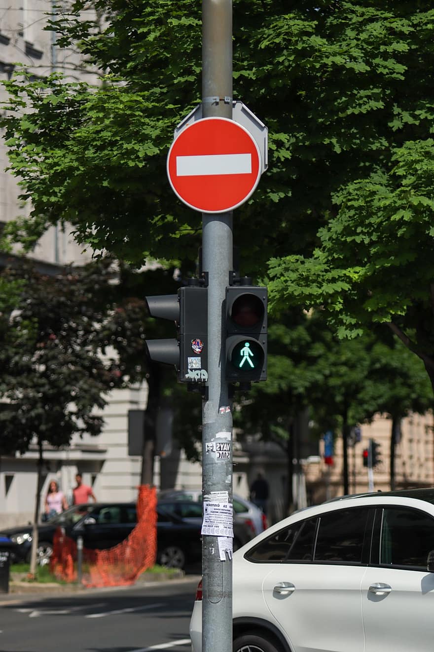 Panneau de signalisation, trafic, route, rue