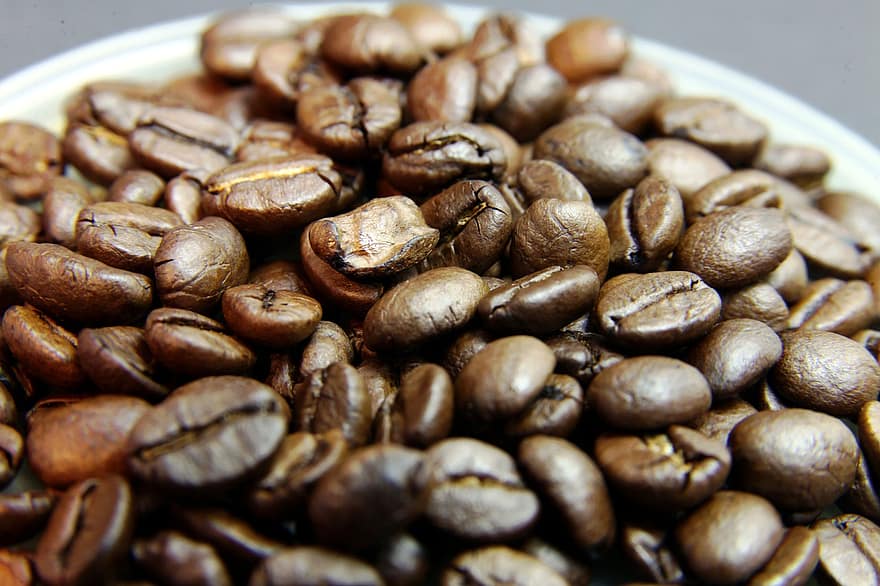 コーヒー、コーヒー豆、焙煎コーヒー豆、マクロ、閉じる、豆、きらきら、ドリンク、カフェイン、シード、鮮度