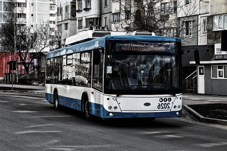 buss, stad, urban, resa, turism, fordon, trådbuss, transport, moldavien, Europa, väg