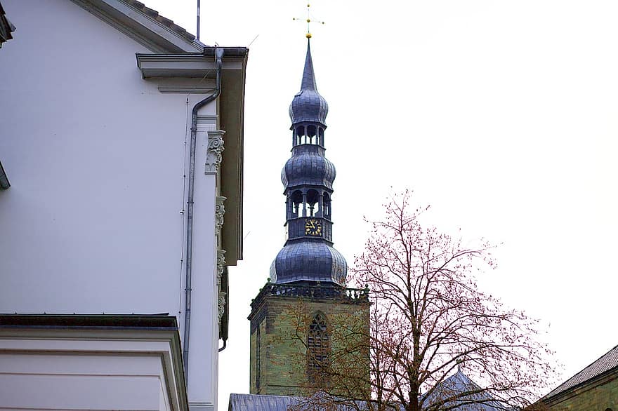 toren, gebouwen, klok, oude stad, architectuur, stad, boom, soest, Noordrijn-Westfalen, Christendom, religie