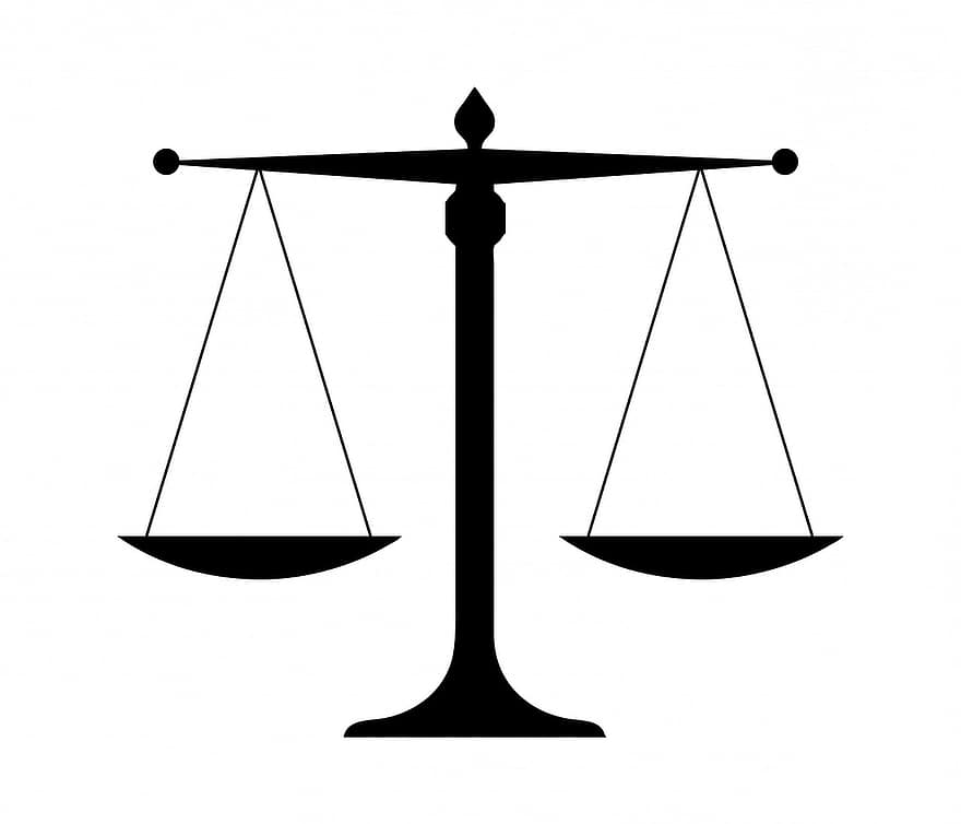 Scales, Justice, Law, Scales Justice, Black, Silhouette, White, Background, Art, Libra, Equal