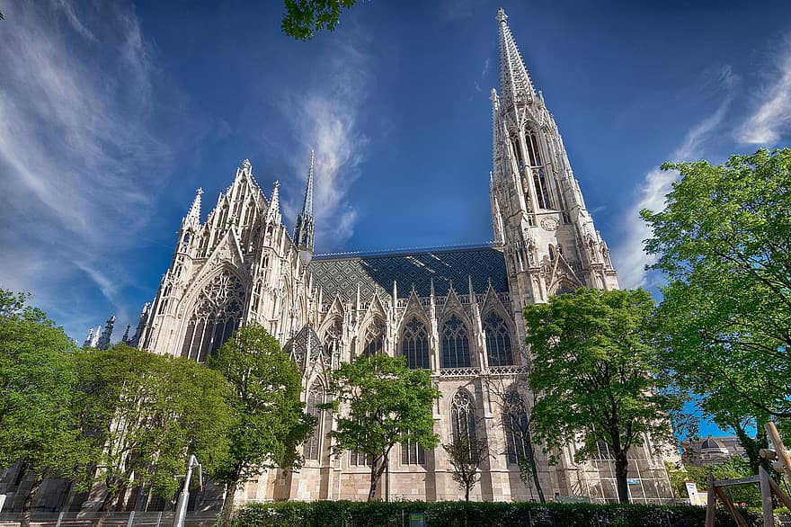 architektura, St. stephen katedrála, votivní kostel, katolík, Vídeň, klenba, kostel, budova, vnější, fasáda