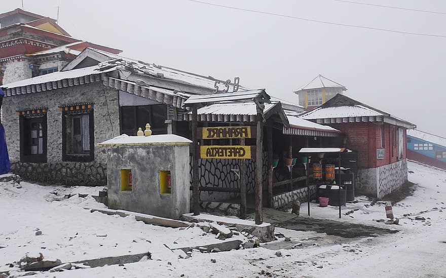 Montagne, neigeux, himalayas, congelé, chute de neige, du froid, frontière, Inde, Arunachal