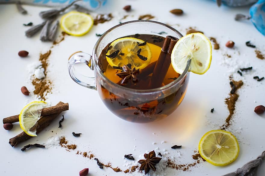 τσάι, τσάι με λεμόνι, νεκρή φύση, συστατικά, ποτό, κούπα, φλιτζάνι, ζεστό ρόφημα