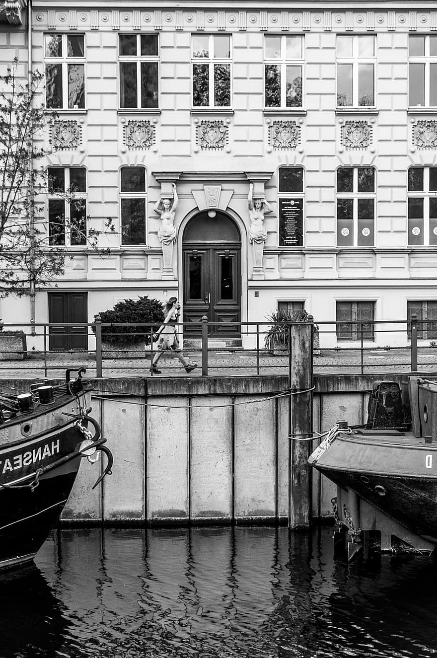 City, Flow, Building, Urban, Cityscape, House, Window, nautical vessel, water, architecture, canal