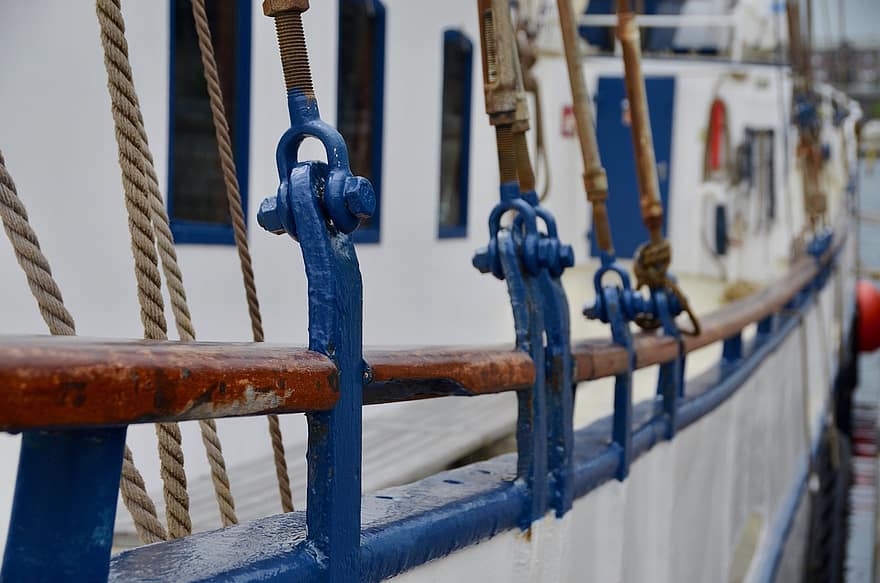 schip, Verzenden, boot, dek, dauw, haven, traditionele sailer, vervoer-