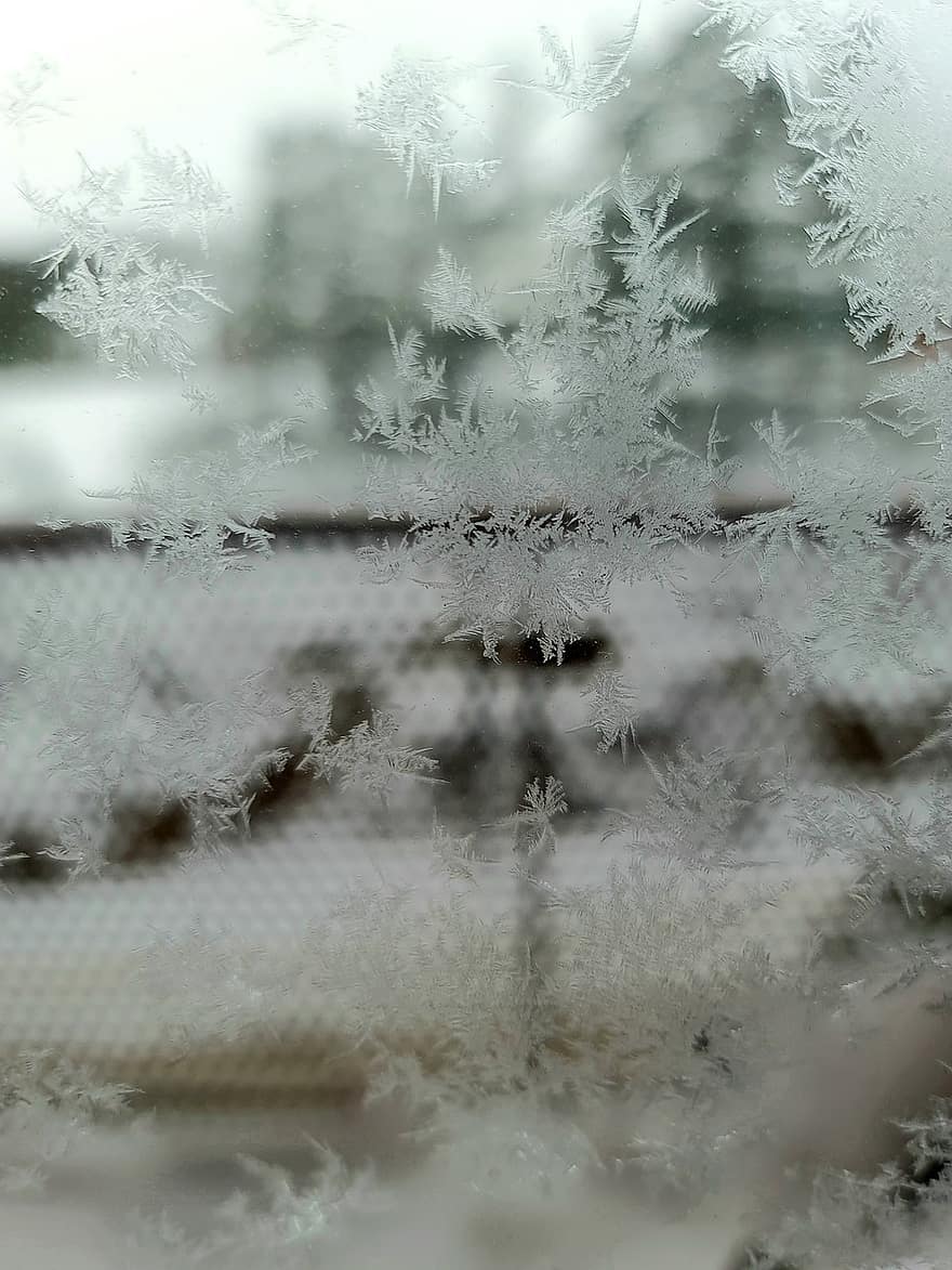 hó, hópelyhek, ablak, üveg, téli, közelkép, Svédország, Galaxys21ultra