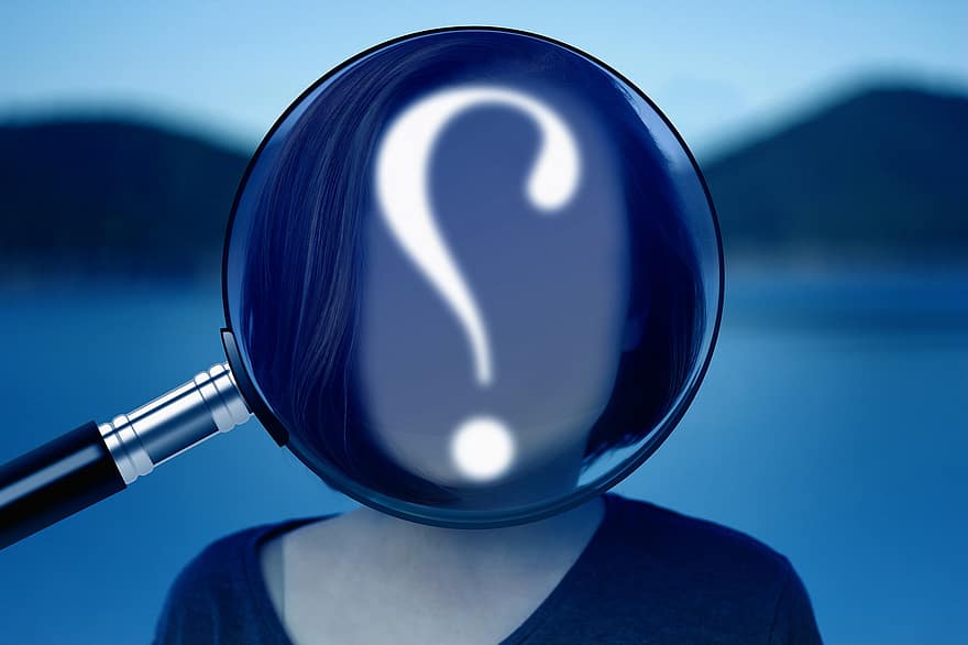 Person, Question Mark, Face, Magnifying Glass, Magnification, Problem, Solution, Search, Female, Investigation, Analysis