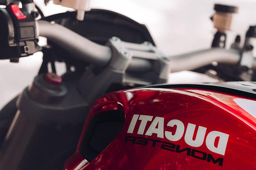 mostro di Ducati, rosso, carro armato, benzina, manubrio, moto, carburante, velocità, il motore