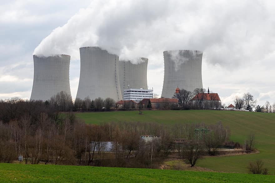atominė jėgainė, atominė energija, aušinimo bokštai, elektrinė, Vokietija