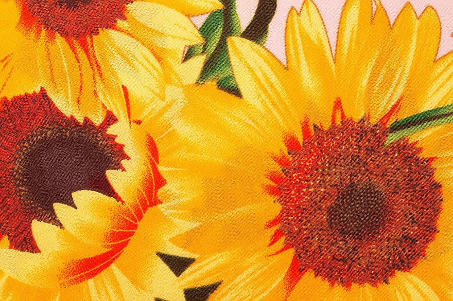 fondo de tela, fondo de girasol, fondo floral, tela, fondo amarillo, paño, textura, papel pintado, flor, planta, hoja