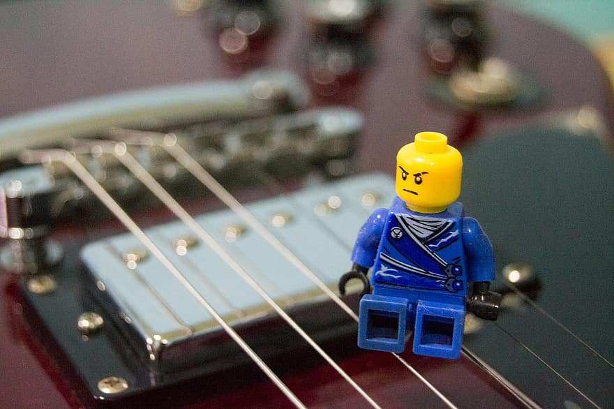 Lego, speelgoed-, gitaar, spelen