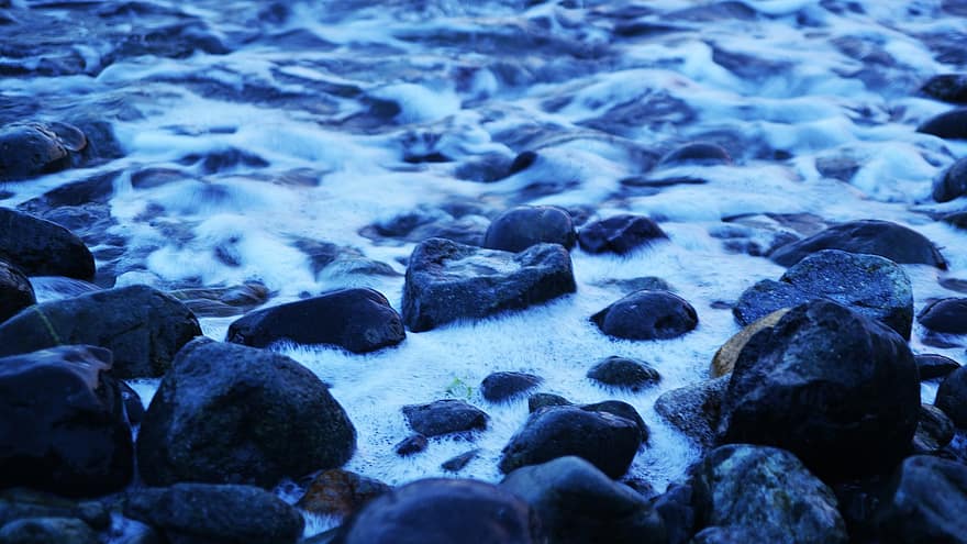 Etelä-Korea, Hakdong Mongdol Beach, meri, ranta, kiviä, kivinen ranta, valtameri, Korean tasavalta, Gyeongsangnam-do, vesi, sininen
