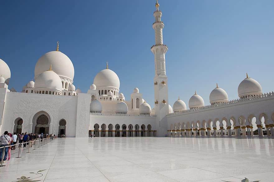 dôme, architecture, mosquée, ciel, Abu, religion, mosquée abu dhabi, Allah, arabe, bâtiment, Culture