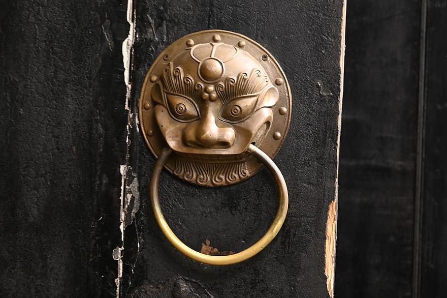 Door, Knocker, Metal, Art, wood, old, close-up, architecture, cultures, lock, antique