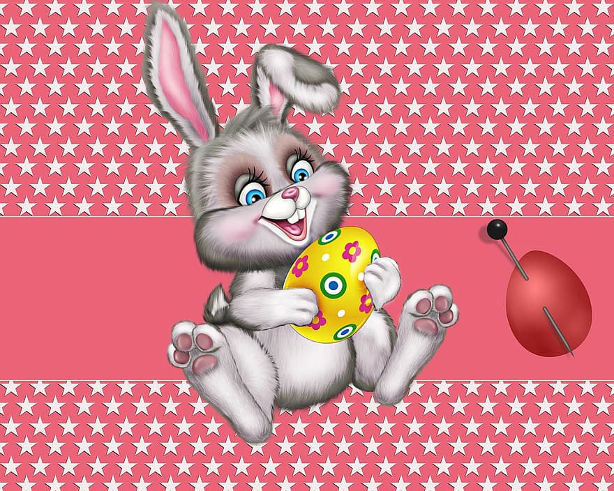 Illustration, Rabbit, Easter, Background, Texture, Pink Background, Egg Easter