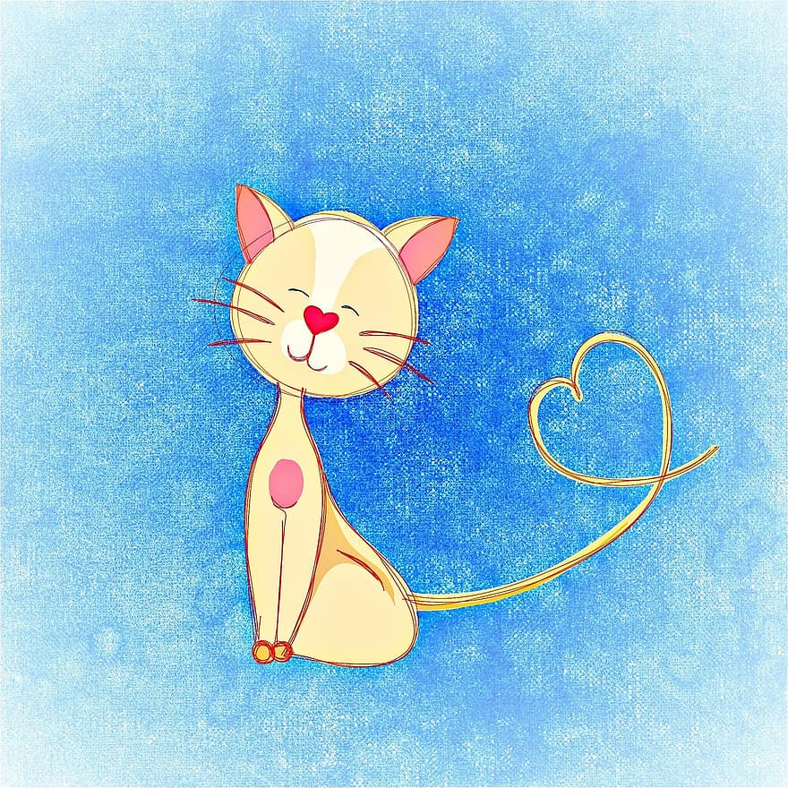 Cat, Heart, Cute, Smooch
