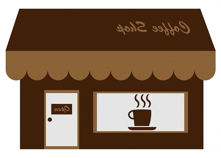 Coffee Shop, Shop, Store, Coffee, Cup, Steaming, Art, Logo, Brown, Design, Brown Coffee